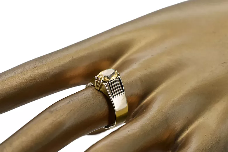 Aur galben 14K Yellow Peridot Inel Vintage bijuterii vrc007y-yp Art Deco Bijuterii rusești, stil URSS